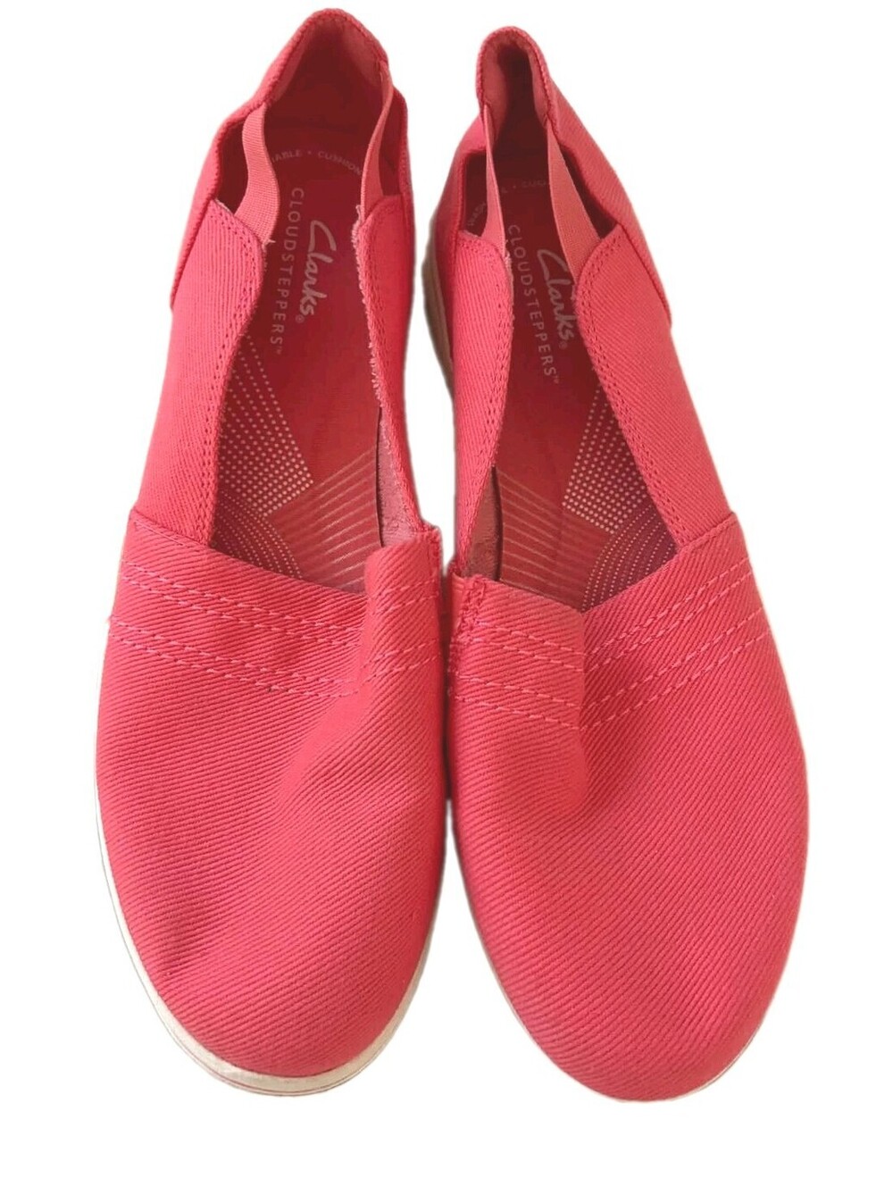 Clarks Cloudsteppers Women's Breeze Step Loafers Size 9 Bright Coral Canvas NWT